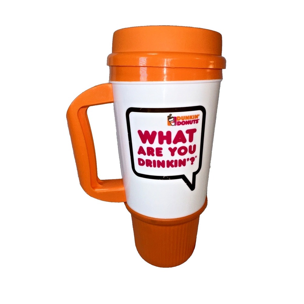 Dunkin Donuts Plastic Travel Mug Tumbler Handle What Are You Drinkin? 24 oz